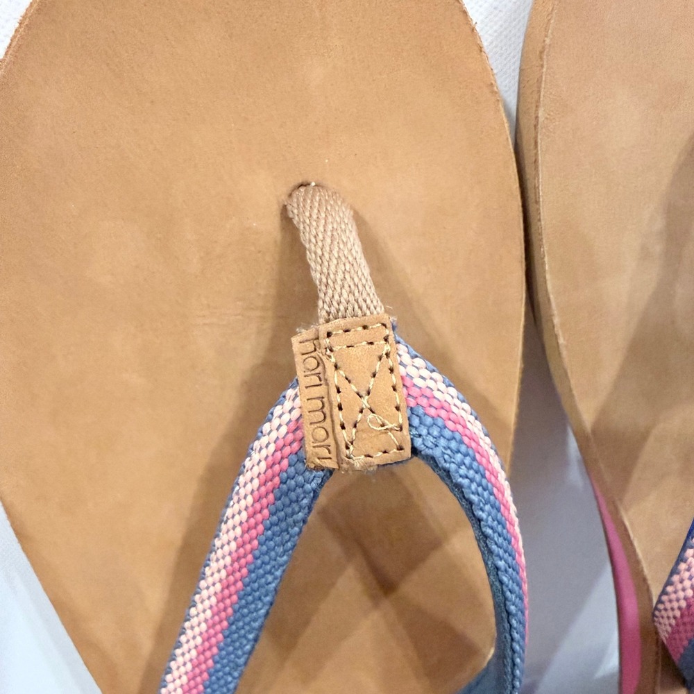 Hari Mari Scouts Breeze Flip Flop Women's Size 11 Chambray Blue Pink Stripe - Picture 2 of 6